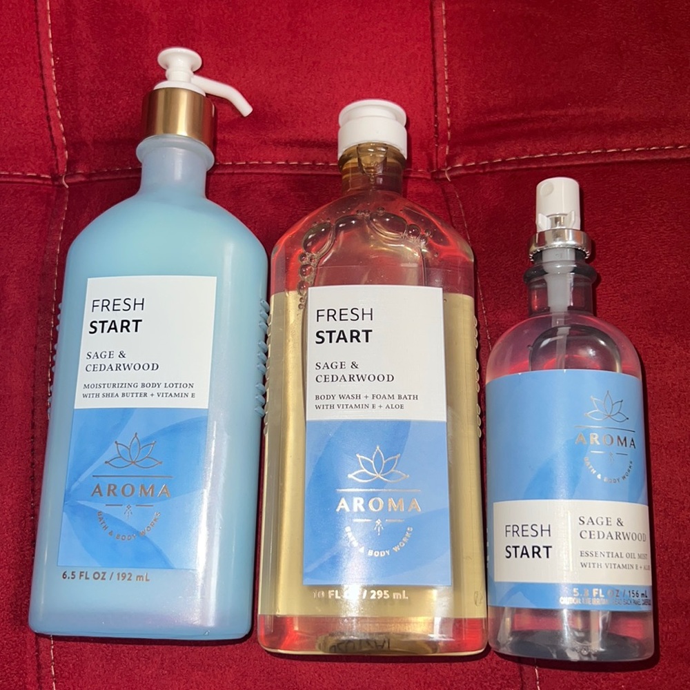 BBW 3pc Sage & Cedarwood Aromatherapy BODY Wash/lotion/mist